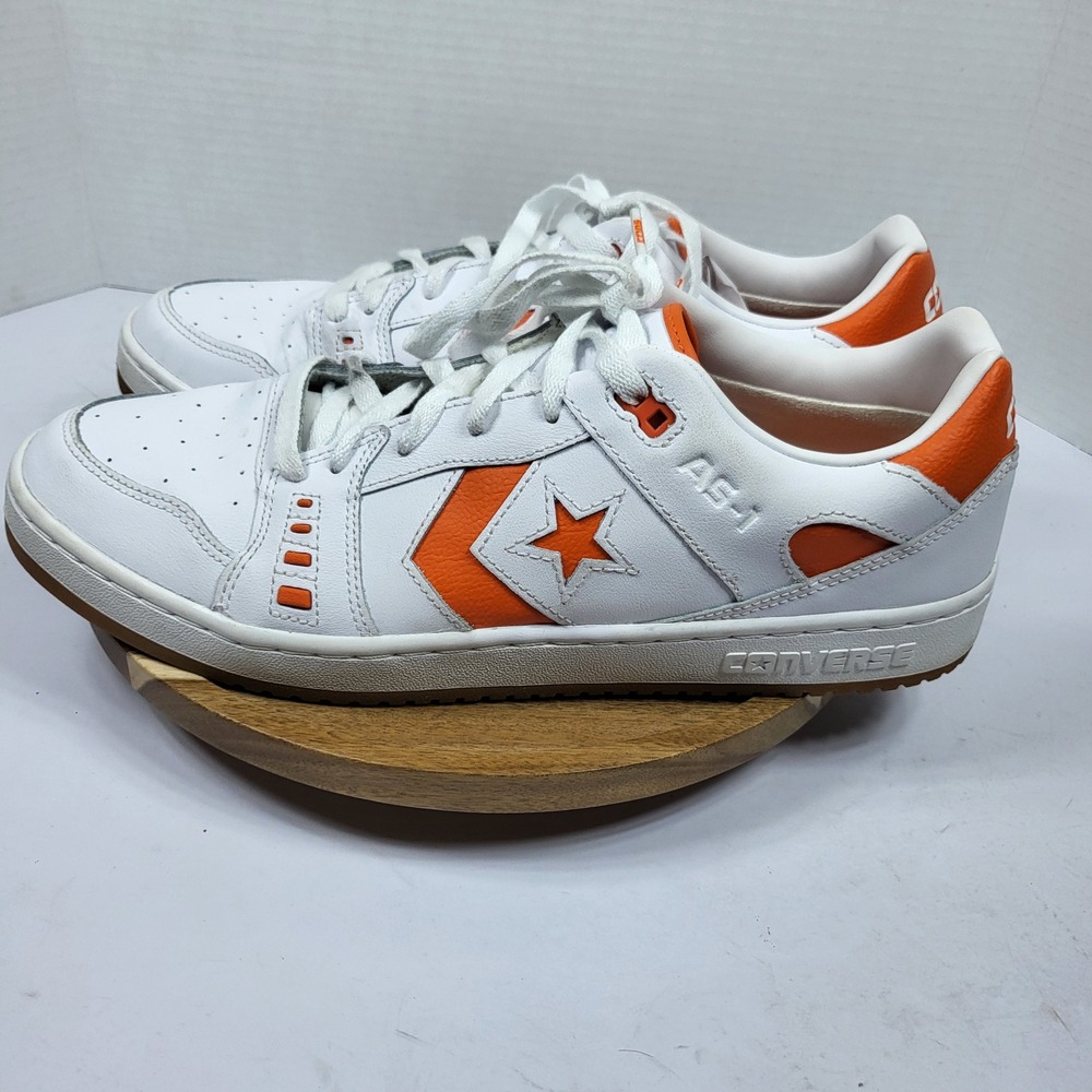 Converse AS-1 Pro Mens 13 White Orange Leather Skate Sneakers Excellent A08130C
